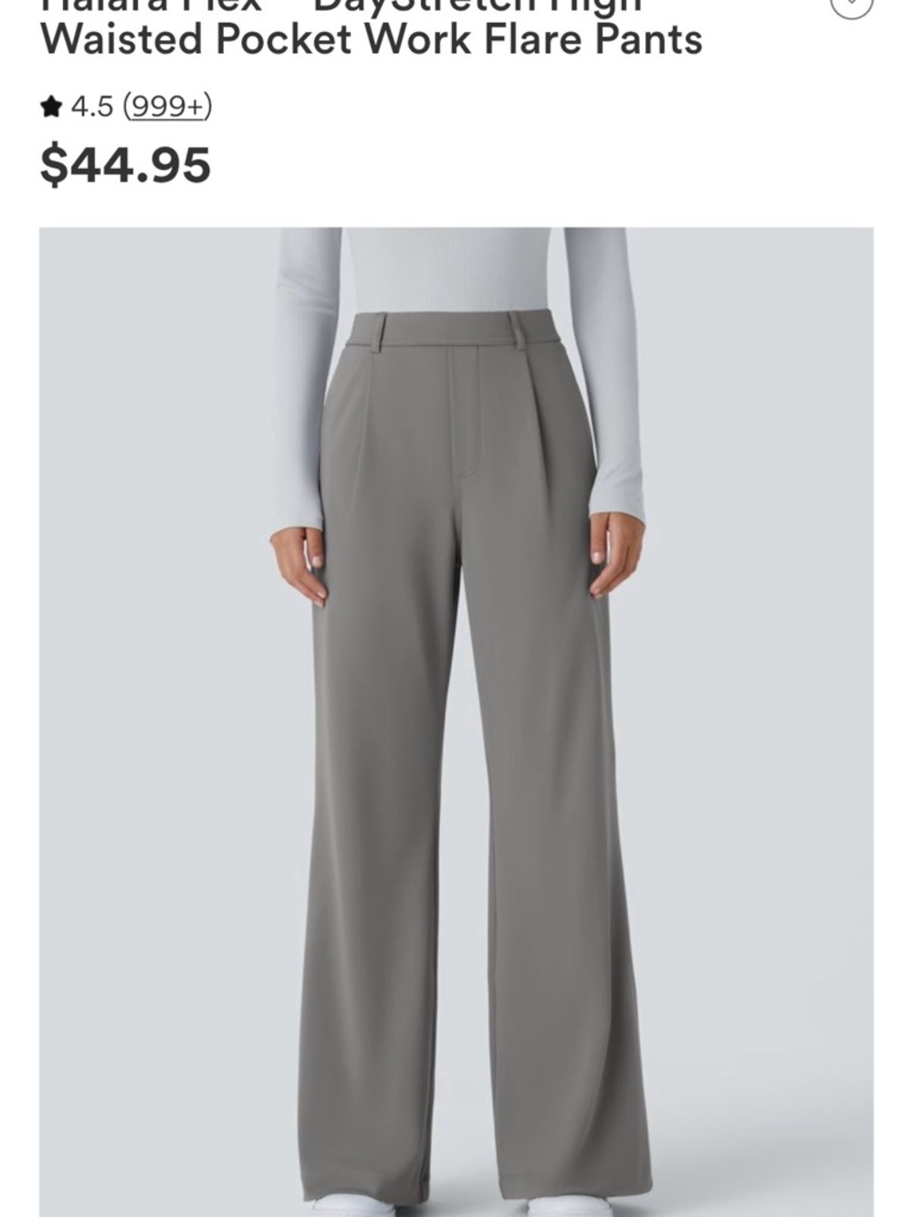 High-Rise Wide Leg Work Pants in Gray